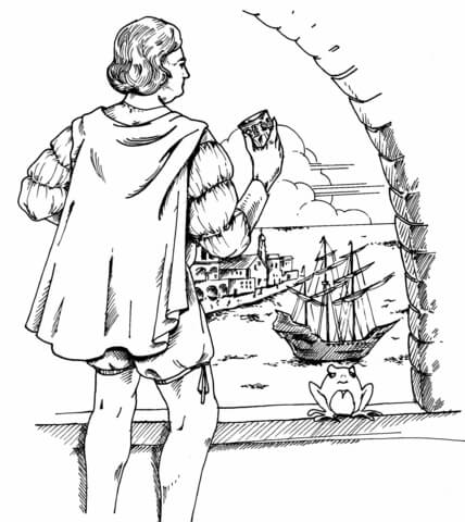 Christopher Columbus From Columbus Expedition Coloring Page